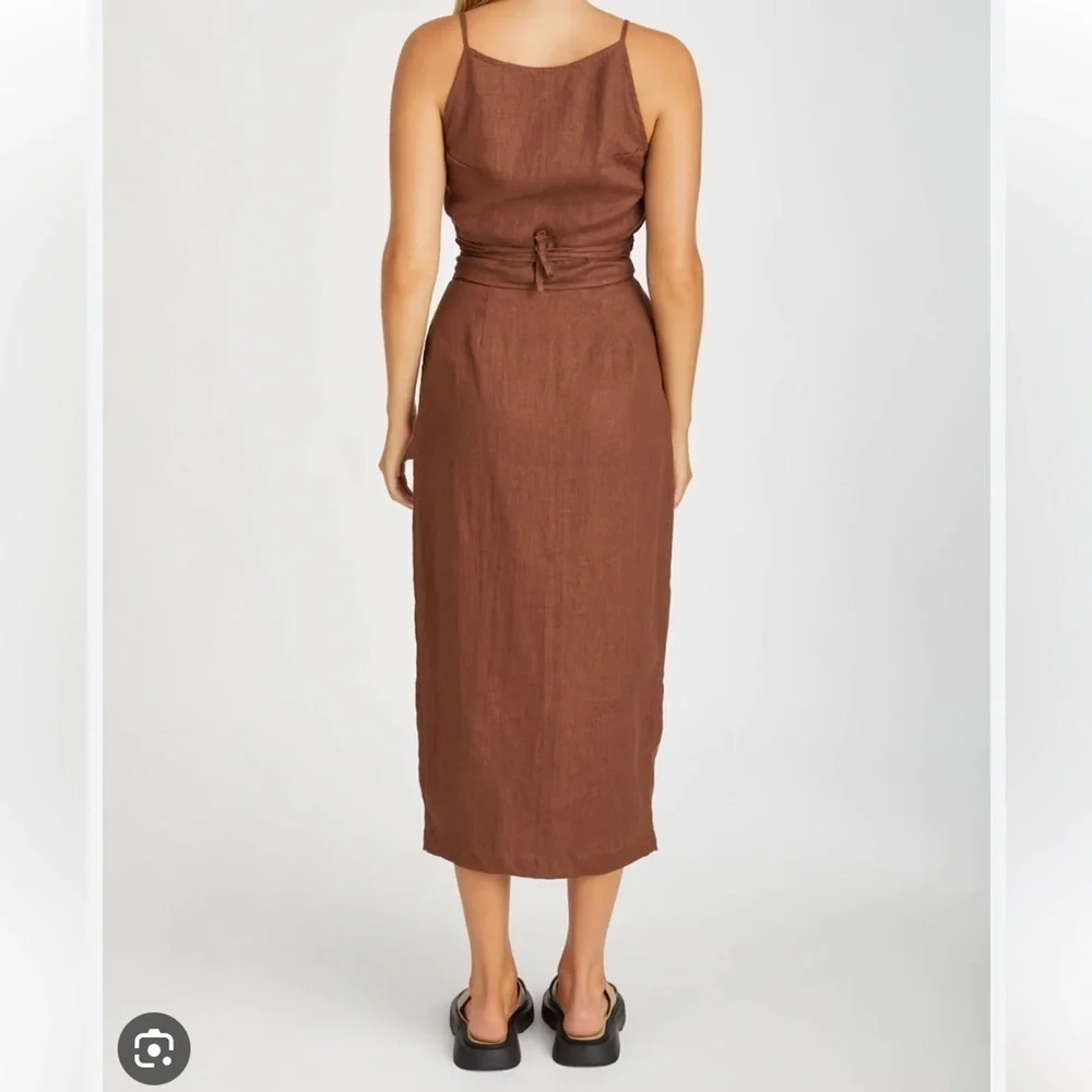Zulu and Zephyr Chocolate Linen Wrap Skirt sz.US 4 Runs Small - Picture 3 of 12